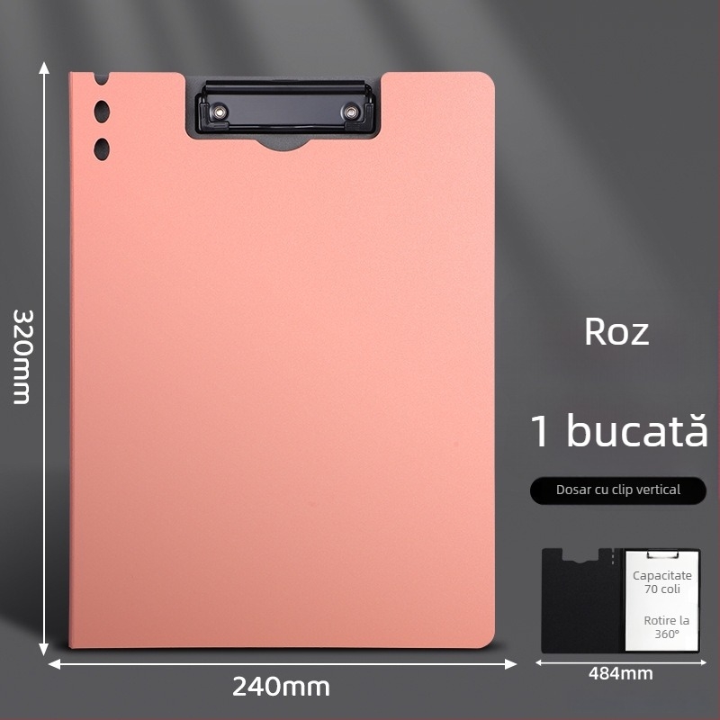 Clipboard A4 îngroșat cu două cleme — organizator multifuncțional pentru documente și suprafață de scriere