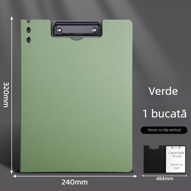 Clipboard A4 îngroșat cu două cleme — organizator multifuncțional pentru documente și suprafață de scriere
