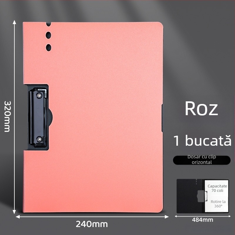 Clipboard A4 îngroșat cu două cleme — organizator multifuncțional pentru documente și suprafață de scriere