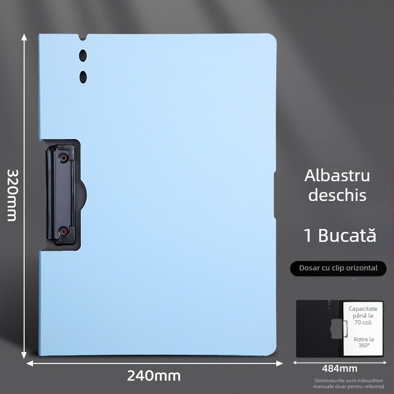 Clipboard A4 îngroșat cu două cleme — organizator multifuncțional pentru documente și suprafață de scriere