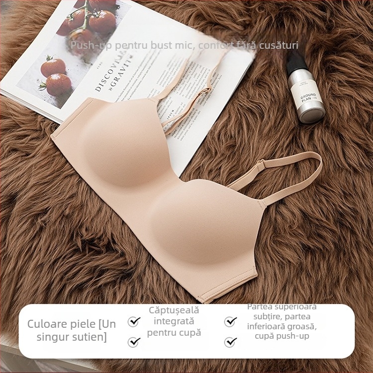 Sutien fin fără cusături, fără arc, pentru sâni mici, ridicare și modelare, respirabil