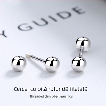 Cercei din argint 925, cu filet de sârmă și mărgea rotundă, stil minimalist