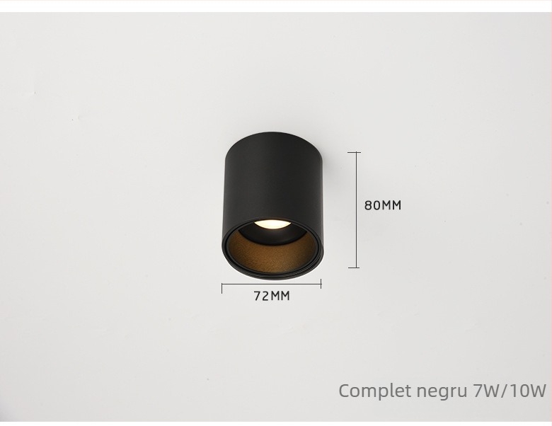 LED downlight cu efect anti-strălucire, reglabil, fără decupare, montaj pe suprafață, rotund