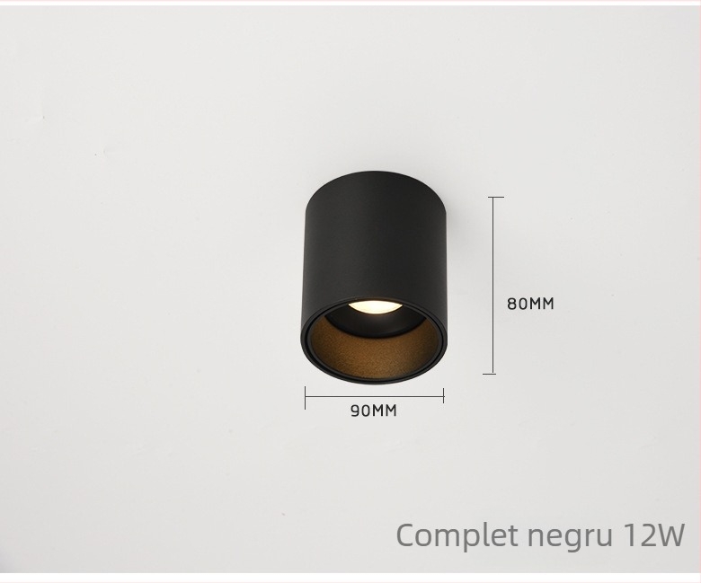 LED downlight cu efect anti-strălucire, reglabil, fără decupare, montaj pe suprafață, rotund