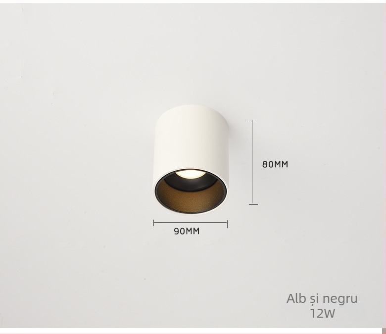 LED downlight cu efect anti-strălucire, reglabil, fără decupare, montaj pe suprafață, rotund