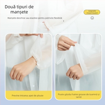 Poncho de ploaie EVA pentru adulți, corp întreg, șnur, lung, portabil, reutilizabil, impermeabil