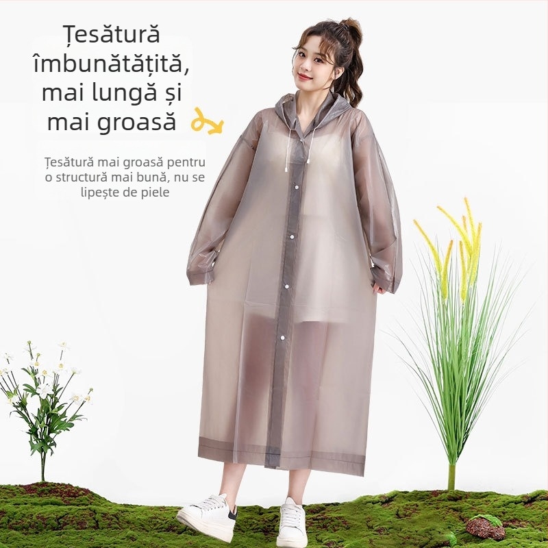 Poncho de ploaie EVA pentru adulți, corp întreg, șnur, lung, portabil, reutilizabil, impermeabil