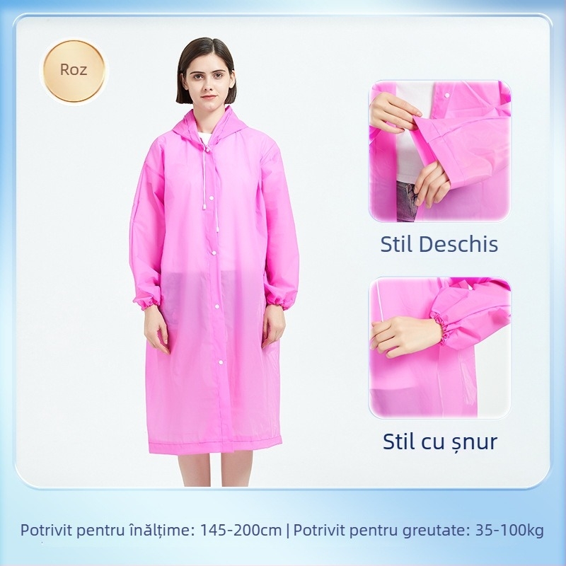 Poncho de ploaie EVA pentru adulți, corp întreg, șnur, lung, portabil, reutilizabil, impermeabil