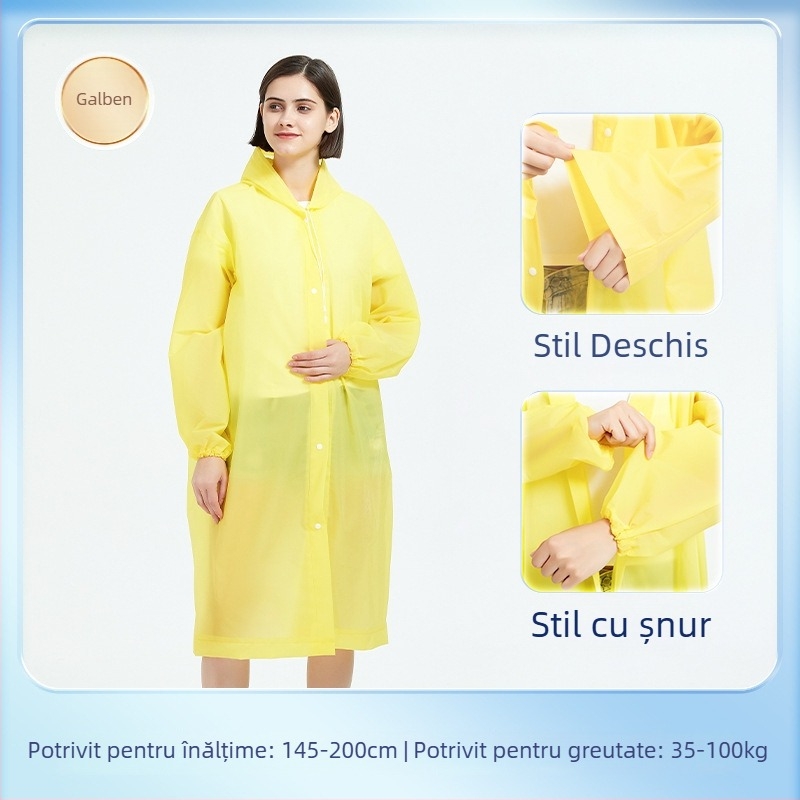 Poncho de ploaie EVA pentru adulți, corp întreg, șnur, lung, portabil, reutilizabil, impermeabil