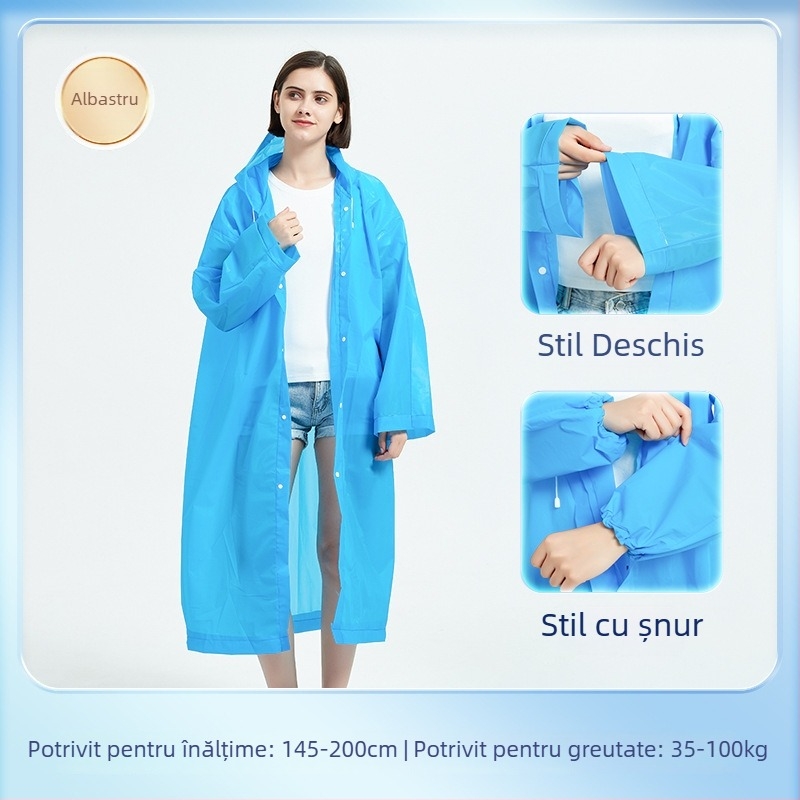 Poncho de ploaie EVA pentru adulți, corp întreg, șnur, lung, portabil, reutilizabil, impermeabil