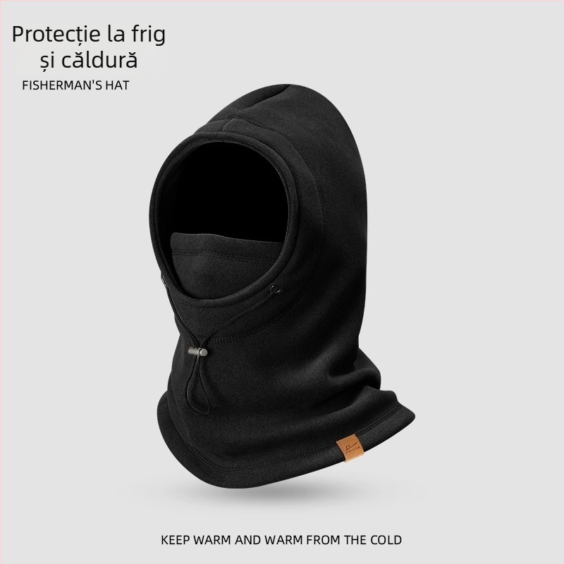 Glugă de iarnă pentru ciclism cu guler încorporat și mască facială, protecție împotriva vântului și călduroasă