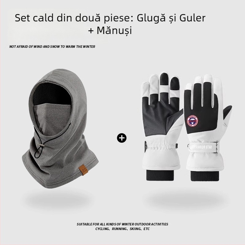 Glugă de iarnă pentru ciclism cu guler încorporat și mască facială, protecție împotriva vântului și călduroasă