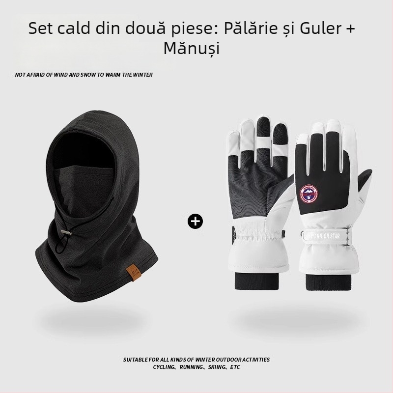 Glugă de iarnă pentru ciclism cu guler încorporat și mască facială, protecție împotriva vântului și călduroasă
