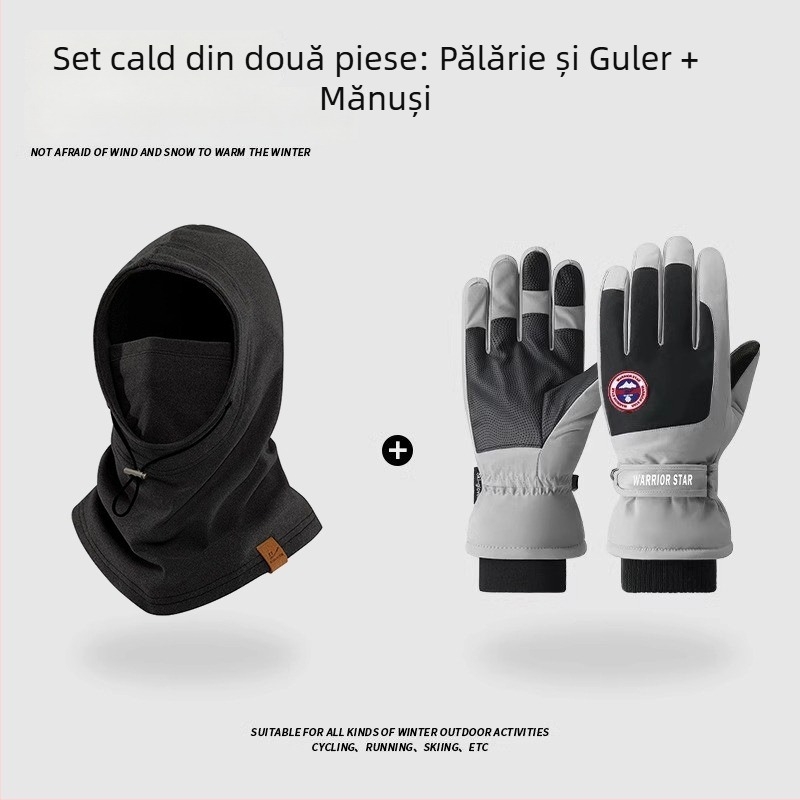 Glugă de iarnă pentru ciclism cu guler încorporat și mască facială, protecție împotriva vântului și călduroasă