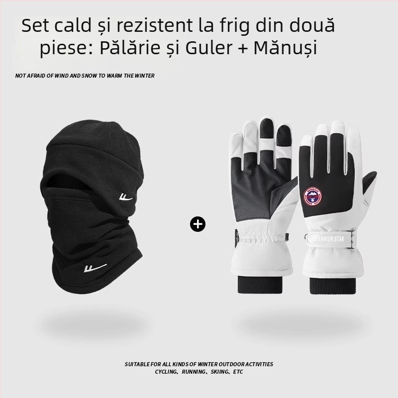 Glugă de iarnă pentru ciclism cu guler încorporat și mască facială, protecție împotriva vântului și călduroasă