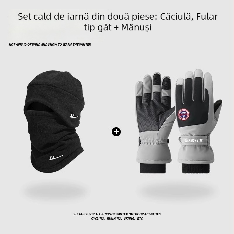Glugă de iarnă pentru ciclism cu guler încorporat și mască facială, protecție împotriva vântului și călduroasă
