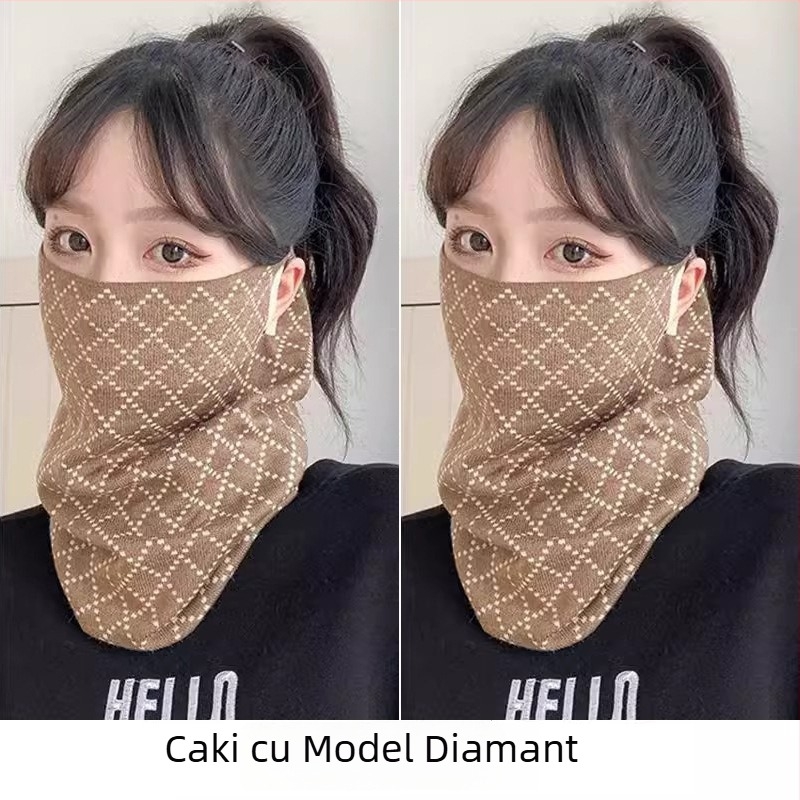 Mască facială cu urechi, versatilă pentru toamnă și iarnă, pentru femei, fular/galeră multifuncțional pentru ciclism, stil coreean