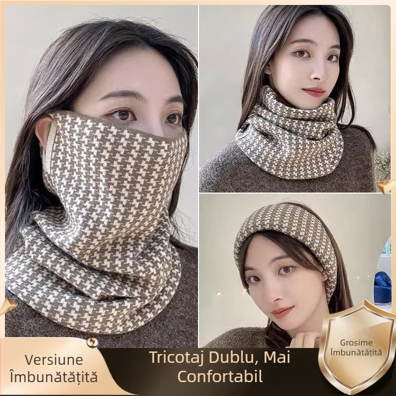 Mască facială cu urechi, versatilă pentru toamnă și iarnă, pentru femei, fular/galeră multifuncțional pentru ciclism, stil coreean