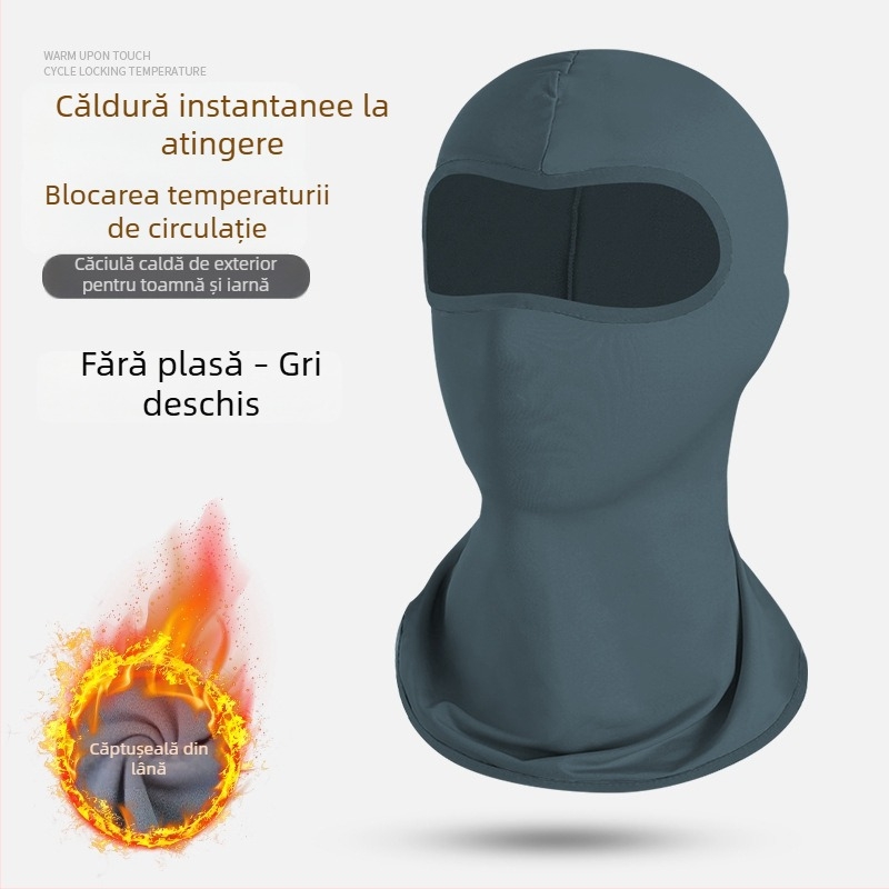 Căptușită cu polar, caldă și groasă pentru iarnă, pentru motocicliști, cu mască pentru față integrată și fular pentru schi