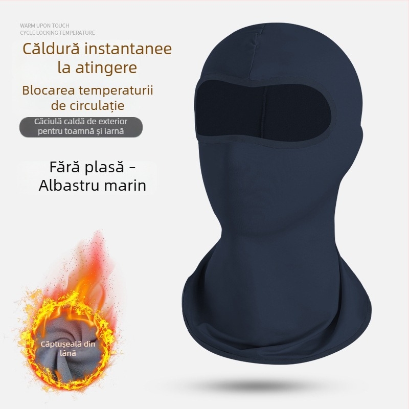 Căptușită cu polar, caldă și groasă pentru iarnă, pentru motocicliști, cu mască pentru față integrată și fular pentru schi