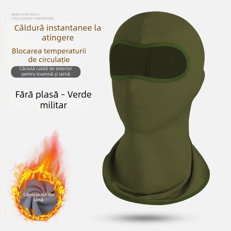Căptușită cu polar, caldă și groasă pentru iarnă, pentru motocicliști, cu mască pentru față integrată și fular pentru schi
