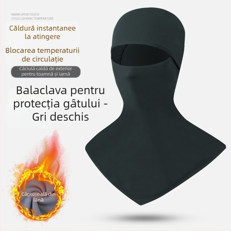 Căptușită cu polar, caldă și groasă pentru iarnă, pentru motocicliști, cu mască pentru față integrată și fular pentru schi