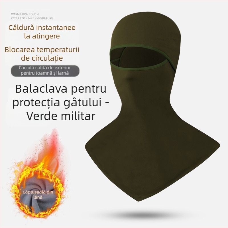 Căptușită cu polar, caldă și groasă pentru iarnă, pentru motocicliști, cu mască pentru față integrată și fular pentru schi