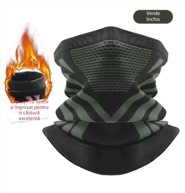 Fular tubular tricotat căptușit cu fleece, gros, pentru ciclism în aer liber, schi, alpinism și pescuit, cald, în stoc