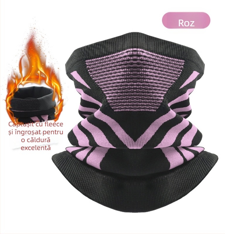 Fular tubular tricotat căptușit cu fleece, gros, pentru ciclism în aer liber, schi, alpinism și pescuit, cald, în stoc