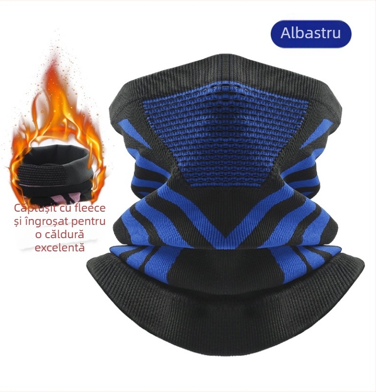 Fular tubular tricotat căptușit cu fleece, gros, pentru ciclism în aer liber, schi, alpinism și pescuit, cald, în stoc