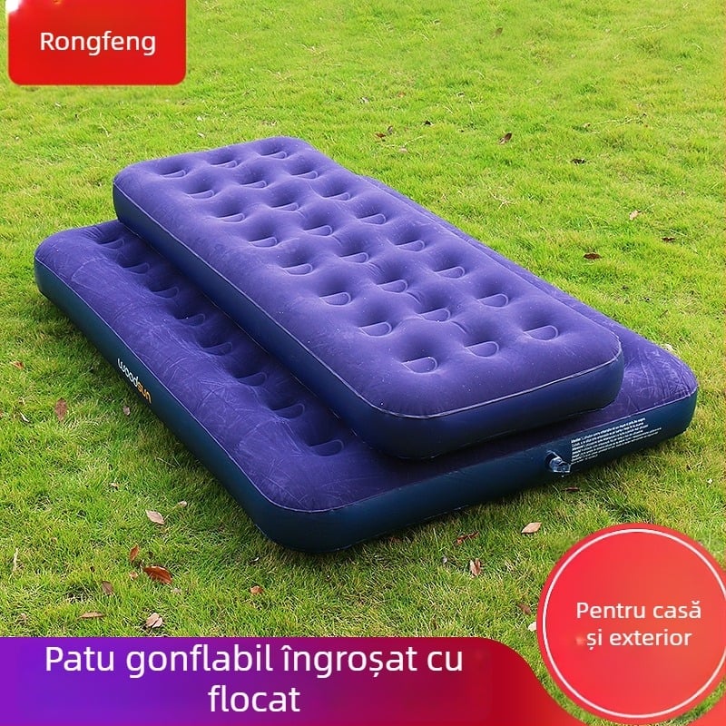Saltea gonflabilă cu suprafață velurată pentru un somn confortabil peste noapte, ultra-ușoară, portabilă și cu design îngroșat