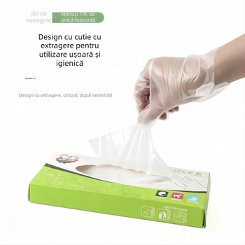 Mănuși de unică folosință din TPE, transparente, pentru bucătărie, catering și cofetărie, antiderapante, mărimea L, grosime 0,05–0,1 mm