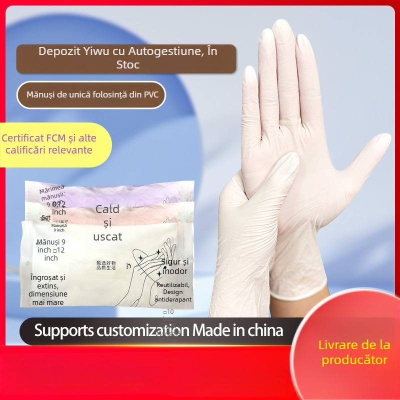 Mănuși de unică folosință din latex și nitril, albe, pentru catering, grosime 0,05–0,1 mm