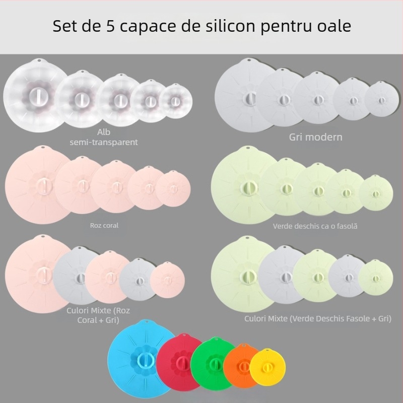 Set de capace din silicon pentru prospețime – capace etanșe pentru boluri, compatibile cu cuptorul cu microunde, lavabile și reutilizabile