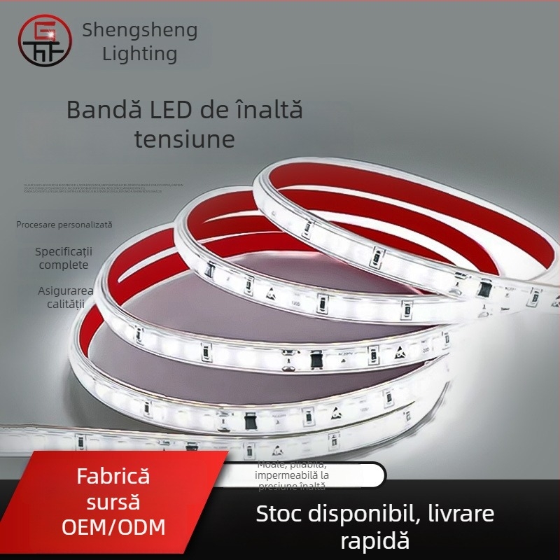Bandă LED neon RGB flexibilă 220V, 2835, trei culori 5050RGB, impermeabilă pentru exterior 5730