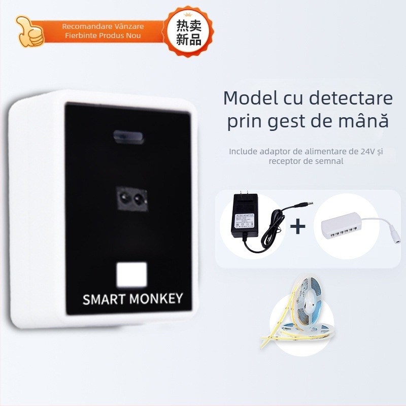 Bandă LED cu senzor pentru iluminare ambientală, impermeabilă și autoadezivă, pentru sub pat, scări și balcon