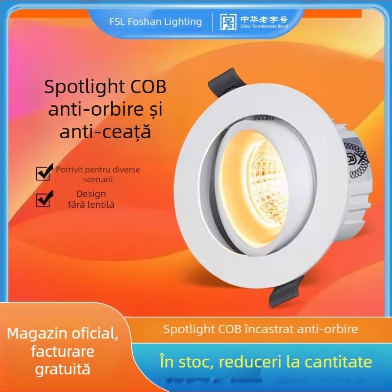 Foshan Lighting LED anti-reflecție COB spot încastrat pentru sufragerie