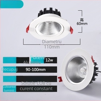 Spot LED încastrat pentru plafon, cu unghi reglabil, pentru coridoare și săli de expoziții, downlight anti-reflexie