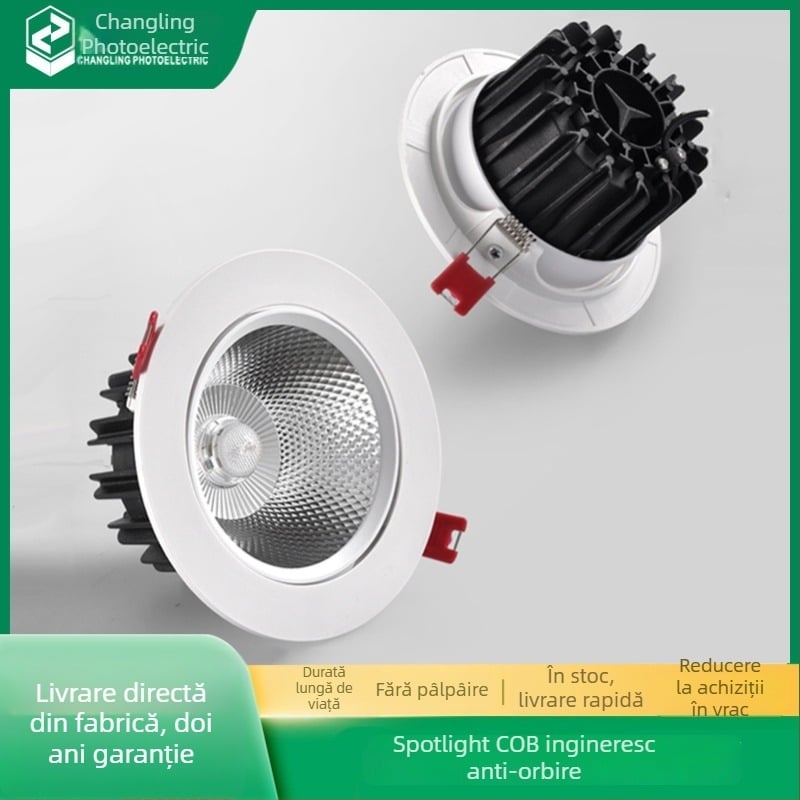 Spot LED încastrat pentru plafon, cu unghi reglabil, pentru coridoare și săli de expoziții, downlight anti-reflexie