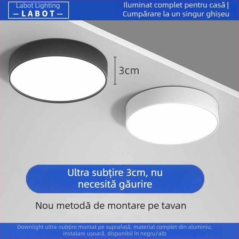 Spot LED ultra-subțire montat pe suprafața, rotund, pentru living, dormitor și hol