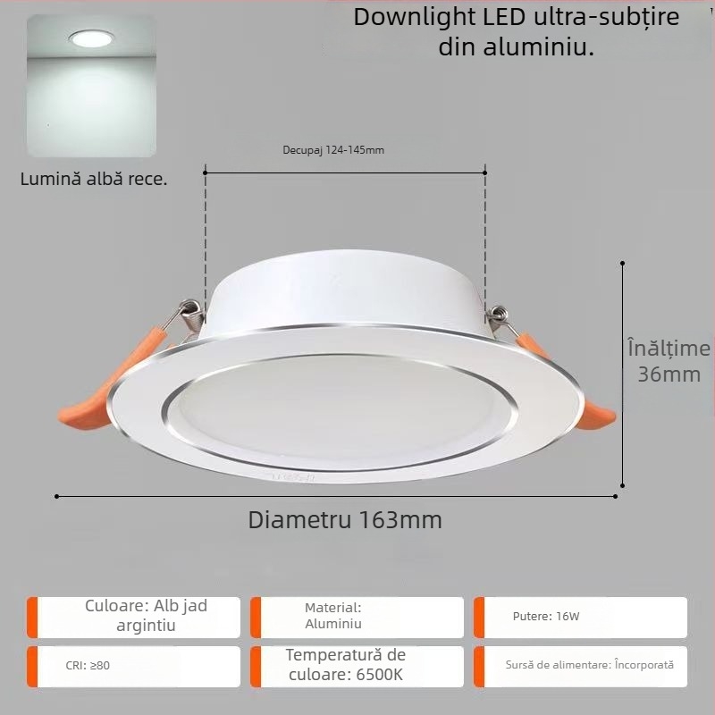 FSL LED Downlight încastrat în tavan, 2,5 inci, ultra-subțire, corp din aluminiu, iluminare pentru living și hol
