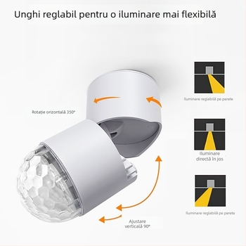 Lampă ambientală cu valuri de apă, spot LED montat pe suprafață, pentru holul de intrare, living și dormitor, stil minimalist modern, corp din aluminiu
