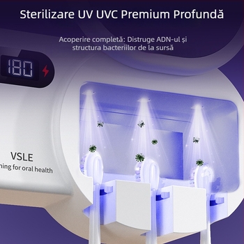 Sterilizator UV inteligent pentru periuțe, uscător, suport de perete pentru depozitare, design capsulă spațială