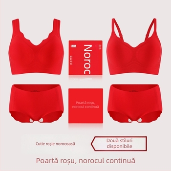 Set de lenjerie roșie pentru mireasă - sutien fără cusături, push-up, cupe fixe și chiloți în cutie cadou