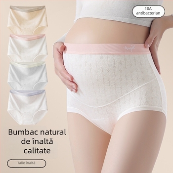 Chiloți de maternitate cu talie înaltă, bumbac colorat, mărime mare, antibacterian, căptușeală 100% bumbac în zona inghinală, susținere pentru burtă