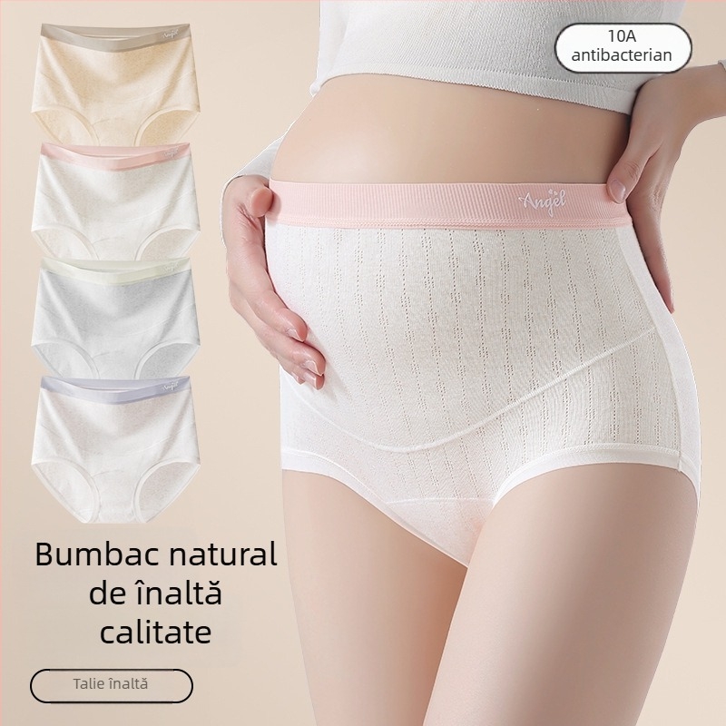 Chiloți de maternitate cu talie înaltă, bumbac colorat, mărime mare, antibacterian, căptușeală 100% bumbac în zona inghinală, susținere pentru burtă