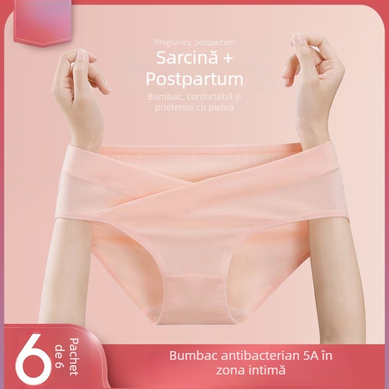 Lenjerie intimă de maternitate din bumbac, talie joasă, antibacterian la zona intimă, primăvară