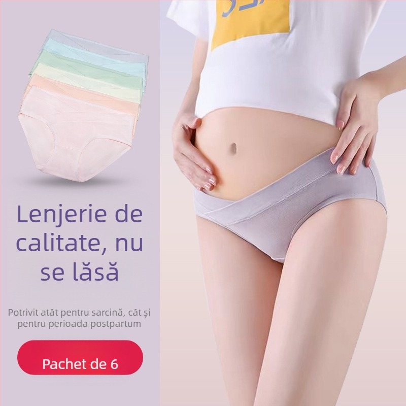 Lenjerie intimă de maternitate din bumbac, talie joasă, antibacterian la zona intimă, primăvară