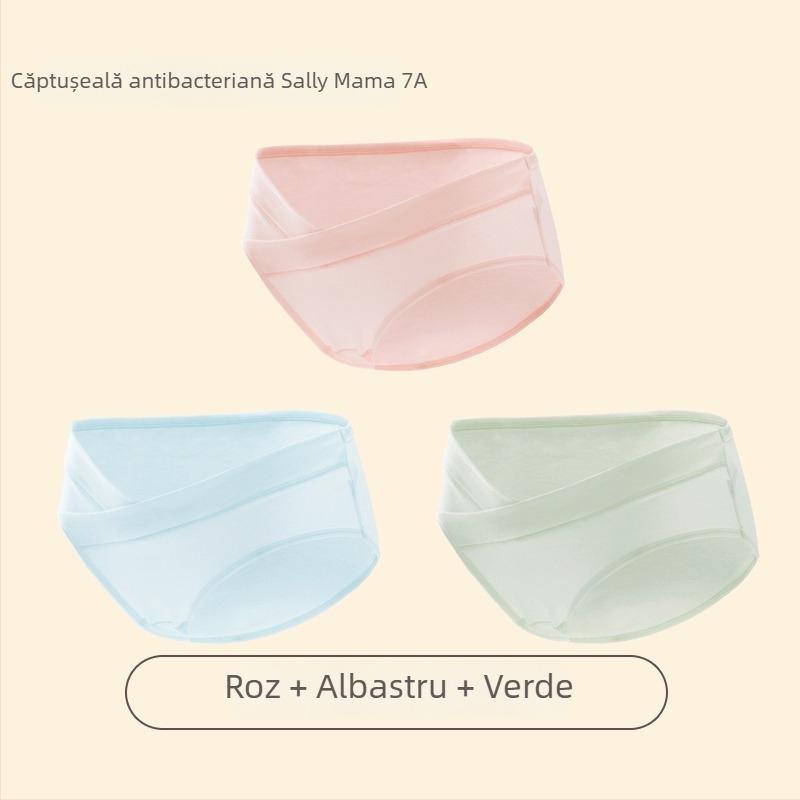 Lenjerie intimă de maternitate din bumbac, talie joasă, antibacterian la zona intimă, primăvară
