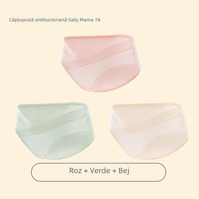 Lenjerie intimă de maternitate din bumbac, talie joasă, antibacterian la zona intimă, primăvară